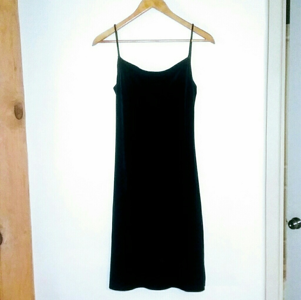 EUC Black Market backless black slip dress, Medium